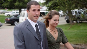 Shawn Hennessey and his wife Christine arrive at the courthouse in Stony Plain, Alberta on June 6, 2008. (THE CANADIAN PRESS / Ian Jackson)