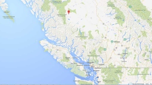 Location (marked in red) of Anahim Lake, a small community located 863 kilometres north of Vancouver. (Google Maps)