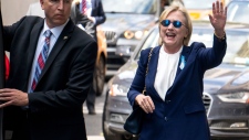 Clinton departs after leaving 9/11 ceremony