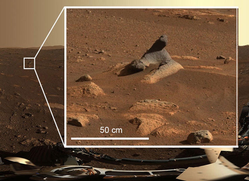 Wind-carved rock on Mars