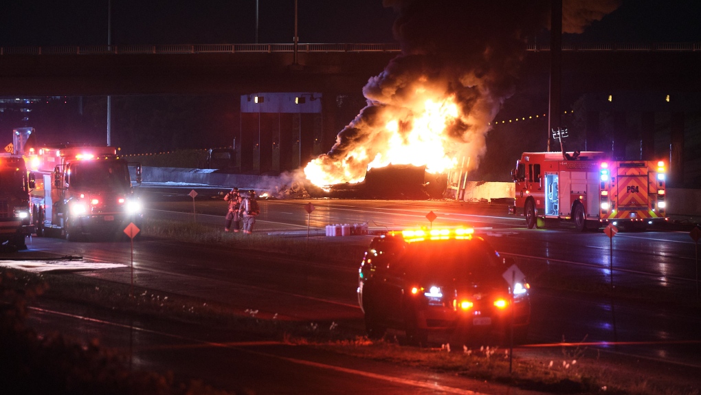 2 dead after crash leads to explosion, fire on Hwy. 401