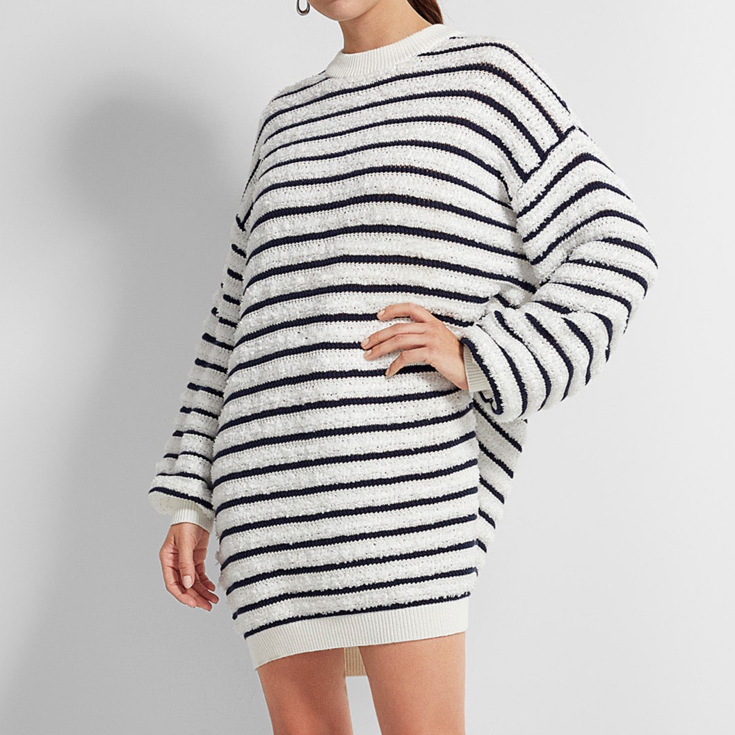  PRDECE Sweater Dress for Women Geo Pattern Sweater Dress Sweater  Dress (Color : Black and White, Size : Small) : Ropa, Zapatos y Joyería
