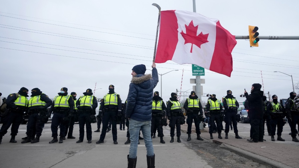 Freedom Convoy' at Ambassador Bridge met with police | CTV News