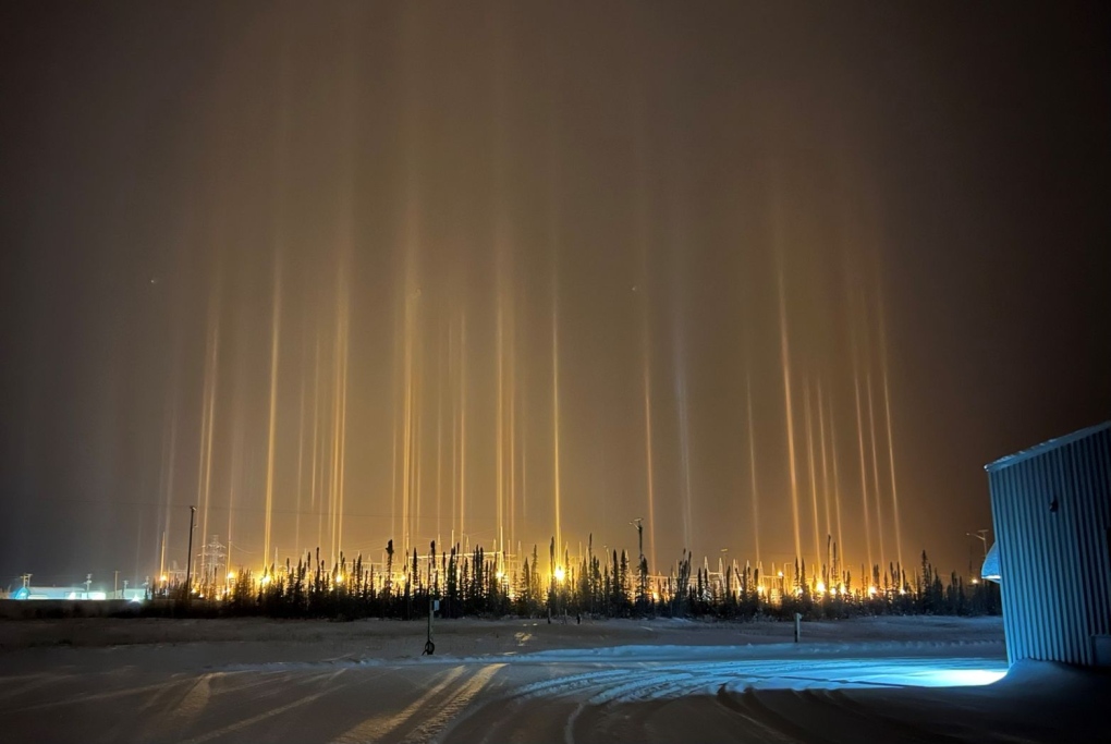 Light pillars captured in northern Manitoba's winter sky | CTV News