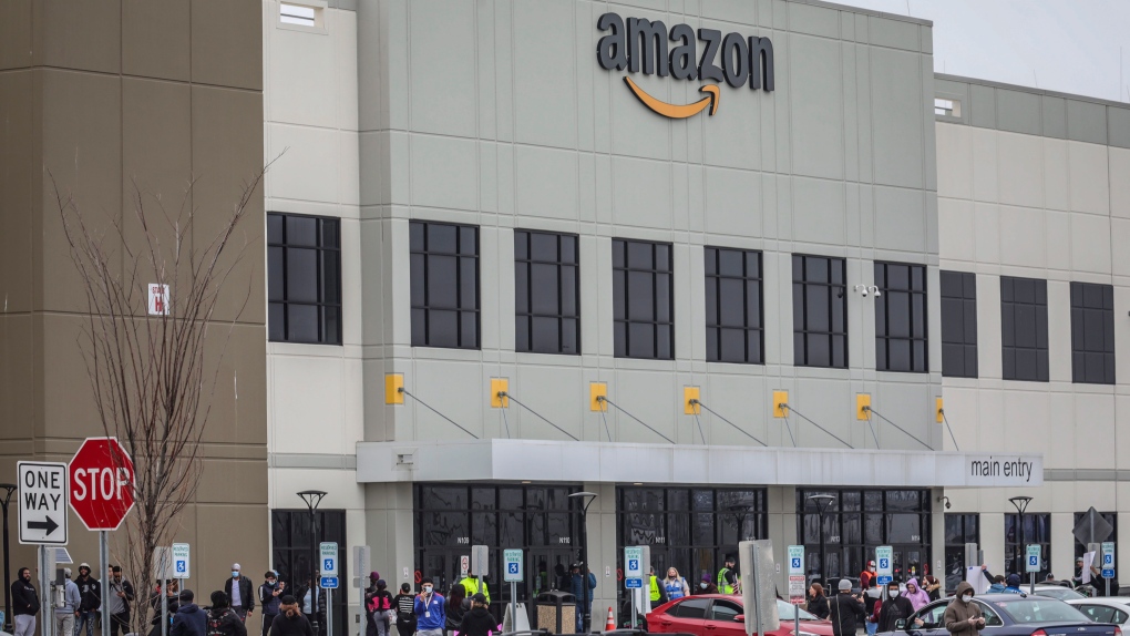 About 60 U.S. Amazon workers stage walkouts over pay, break times | CTV News