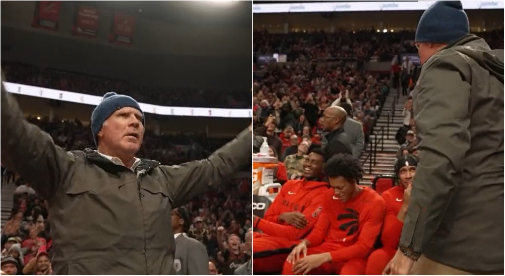Will Ferrell taunts Toronto Raptors bench while sitting courtside | CTV News
