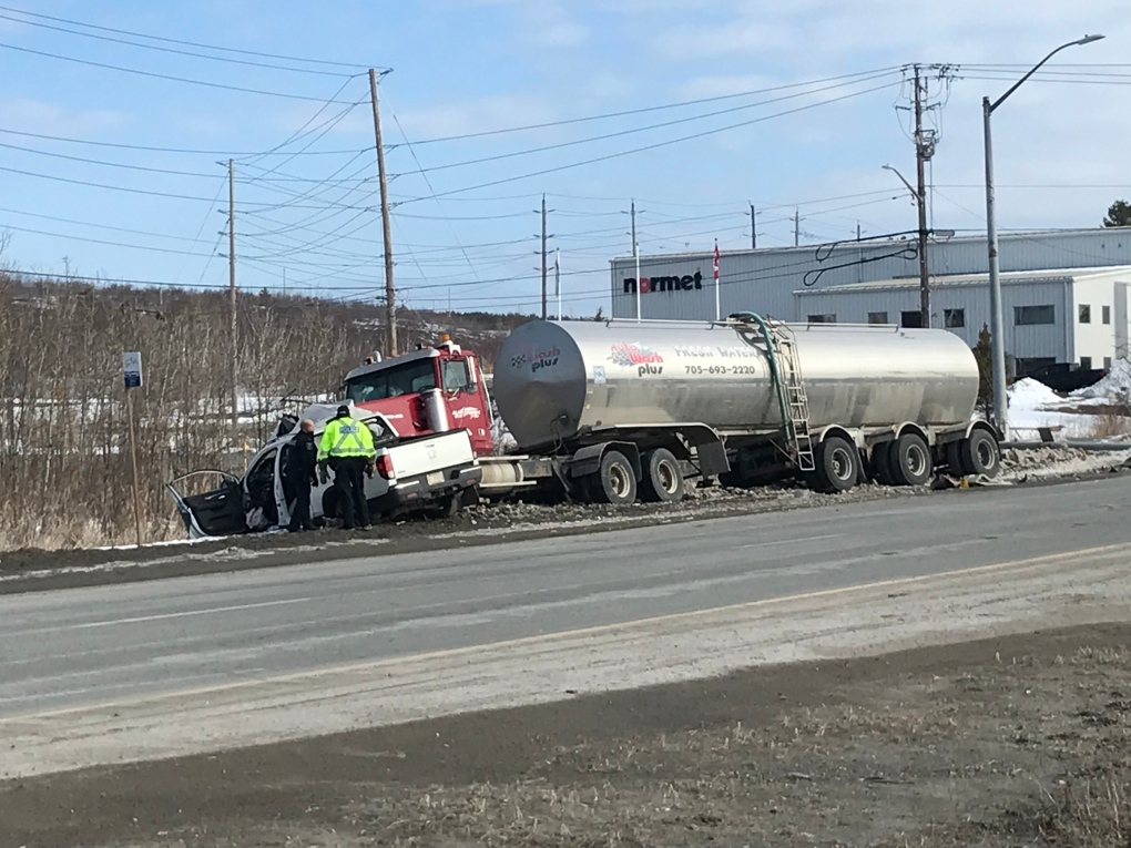 One dead, one injured in MR55 crash between pickup, tanker