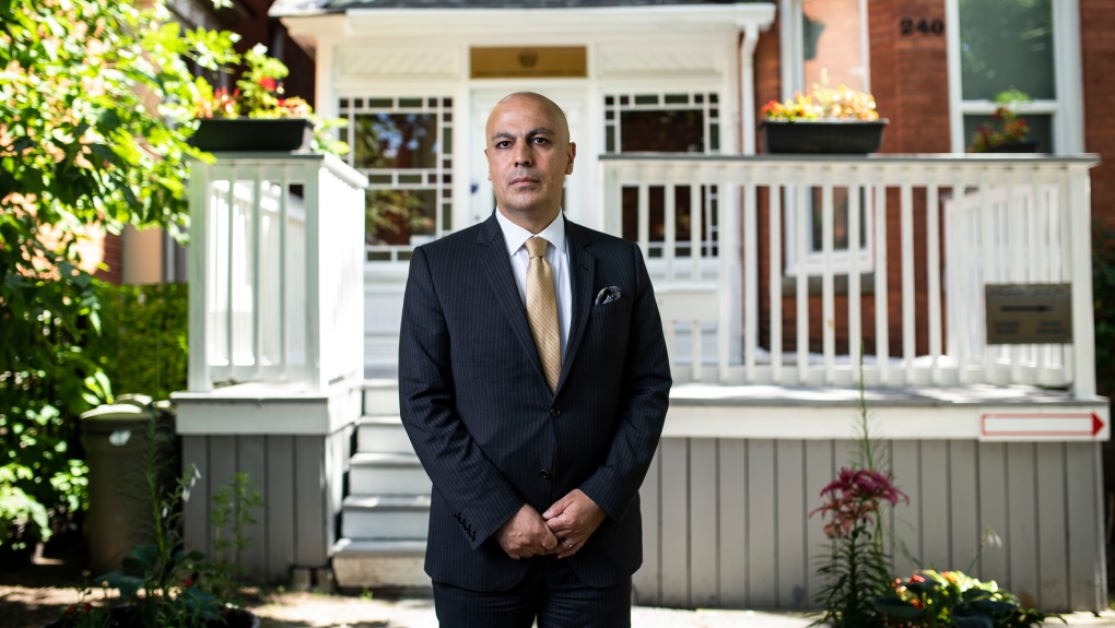 Ambassador of Afghanistan to Canada Hassan Soroosh stands outside the Embassy of The Islamic Republic of Afghanistan in Ottawa, on Thursday, July 7, 2022. THE CANADIAN PRESS/Justin Tang