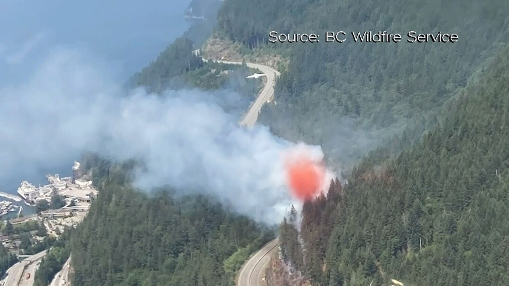 Wildfire above Highway 99 in West Vancouver now 'held' after route closed Monday