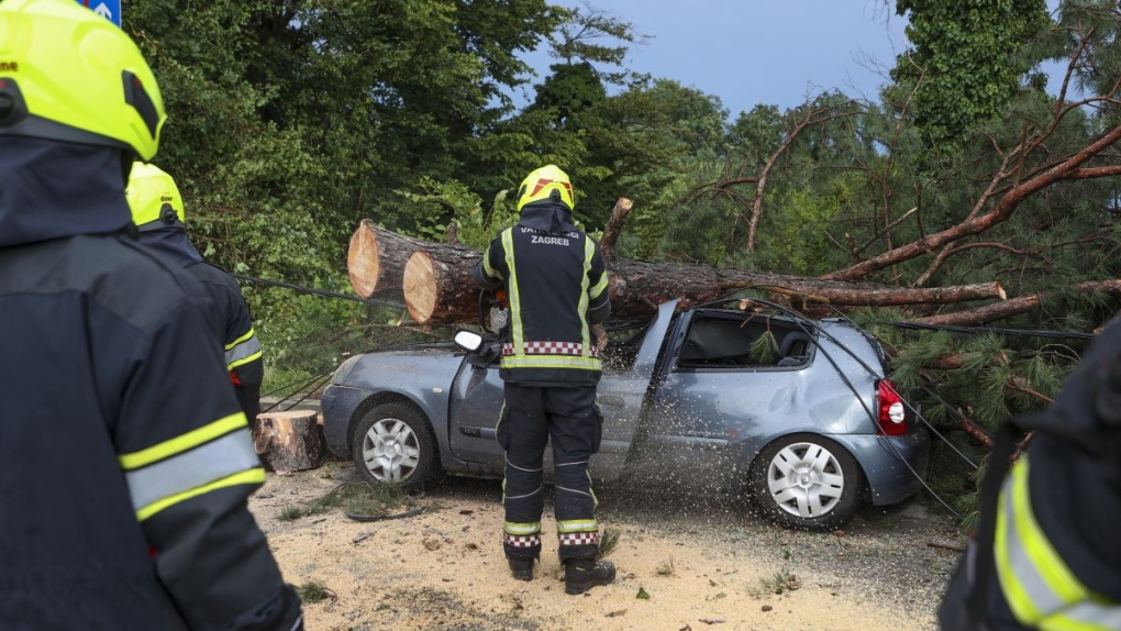 A powerful storm sweeps Croatia and Slovenia after days of heat, killing at least 4 people