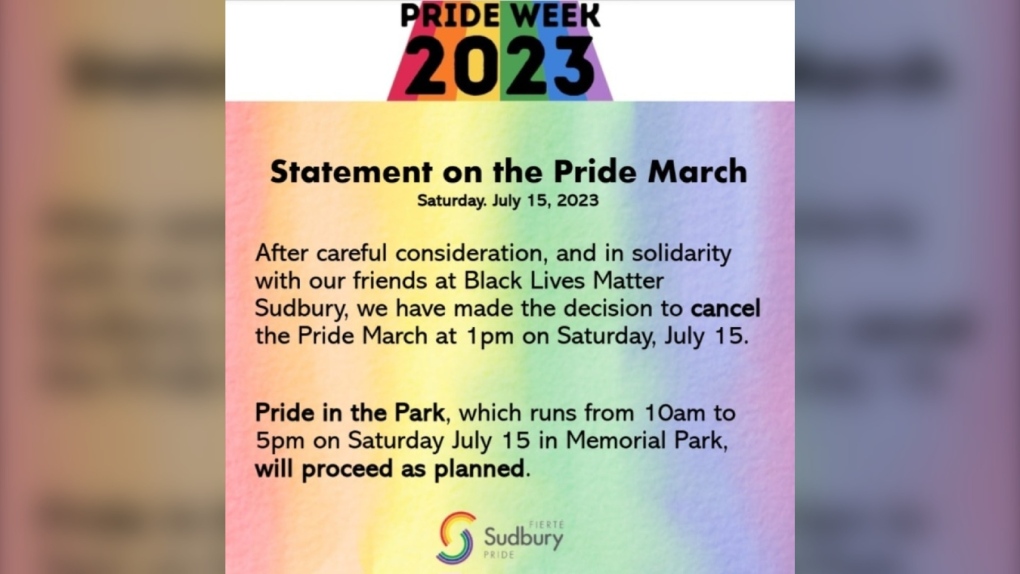 Sudbury Pride cancels annual Pride March in response to criticism of police involvement