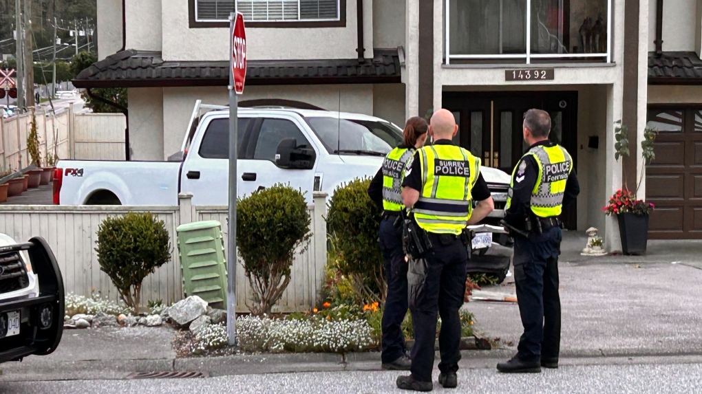 Witnesses say one dead after pickup truck plows through bus stop in Surrey