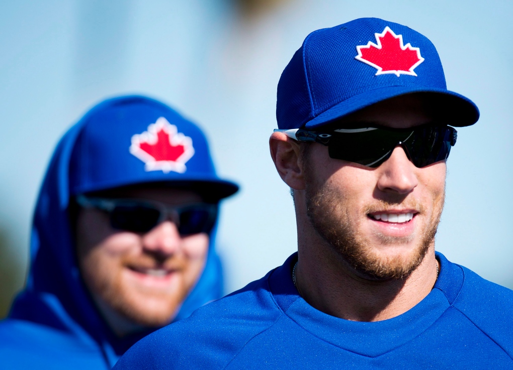 Jays batting practice cap features jumbo Maple Leaf