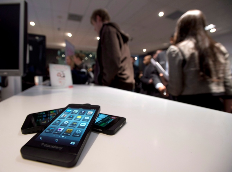 The BlackBerry Z10 is shown as it goes on sale in Toronto on Feb. 5, 2013. (Frank Gunn / THE CANADIAN PRESS)