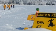 Regina's water and ice rescue team trains on Wascana Lake in this undated file photo. 