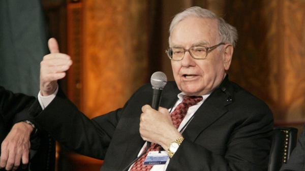 In this March 13, 2007 file photo, Warren Buffett speaks at Georgetown University in Washington. (AP Photo/Gerald Herbert, file)