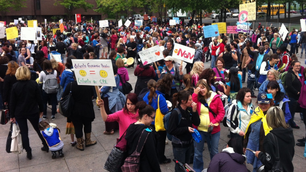 Several thousand people rallied to protest daycare