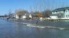 High water levels are shown south of Fargo. 