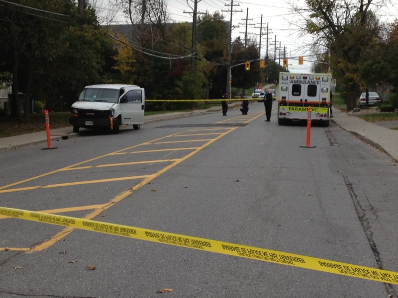  Woodroffe Ave. is closed in both directions from Saville Row to Richmond Road following a serious collision between a pedestrian and a vehicle.