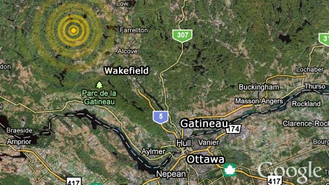 A minor 3.5-magnitude earthquake was recorded northwest of Wakefield, Que., Thursday, July 21, 2011.