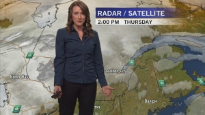 Emma Miskew, champion curler with Team Homan, delivers the weather report on CTV Montreal (Jan. 30, 2014)