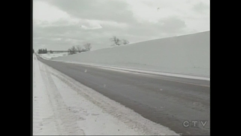A giant snow bank south of Paisley, Ont. is seen on Thursday, Feb. 6, 2014. (Scott Miller / CTV London)