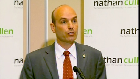British Columbia MP Nathan Cullen is seen in Vancouver announcing his candidacy for leader of the party, Friday, Sept. 30, 2011. 