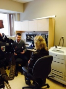 Omar El-Sherif, a diagnostic imaging researcher with the London Regional Cancer Program, left, speaks with CTV News in London, Ont. on Tuesday, April 15, 2014. (Breast Cancer Society of Canada / Twitter)