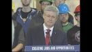Prime Minister Stephen Harper speaks at Fanshawe College in London, Ont. on Friday, May 2, 2014. (Colleen MacDonald / CTV London)