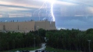 Lightning appears to strike near Bruce Nuclear Generating Station near Kincardine, Ontario, Tuesday, June 17, 2014. (Bayshore News)