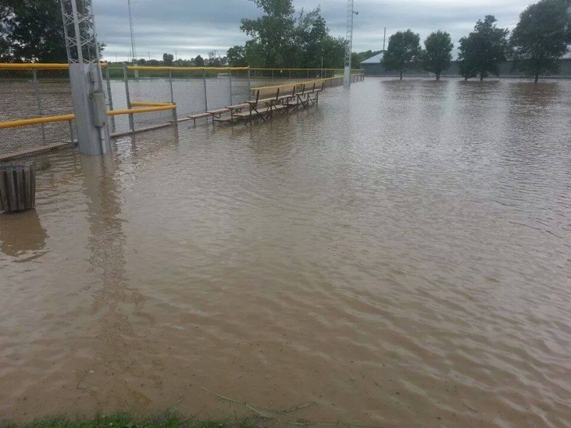 Many streets and parks across Midwestern Ontario are filled with water after heavy rains caused flooding on Tuesday, July 7, 2014. (Pauline Johnson/ Viewer photo)