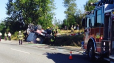 crash truck dump fatal hwy highway langley ctv closes part bc respond firefighters july ctvnews ca