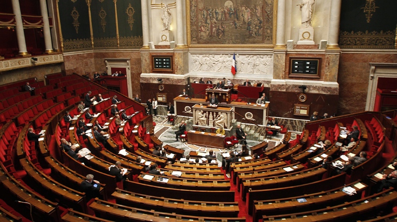 General view of the French parliament during the debate of the Armenian Genocide in Paris, Thursday, Dec. 22, 2011. 