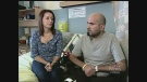 Jeff DeMelo, right, and his wife Tania, speak from his room at Parkwood Hospital in London, Ont. on Monday, Sept. 22, 2014. (Cristina Howorun / CTV London)