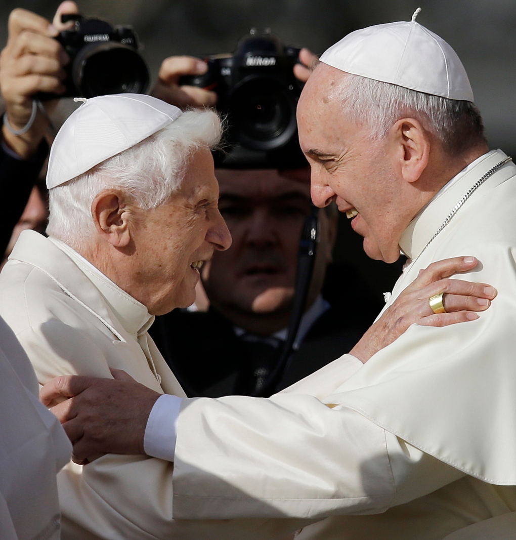 Pope Francis joined by Pope Benedict XVI