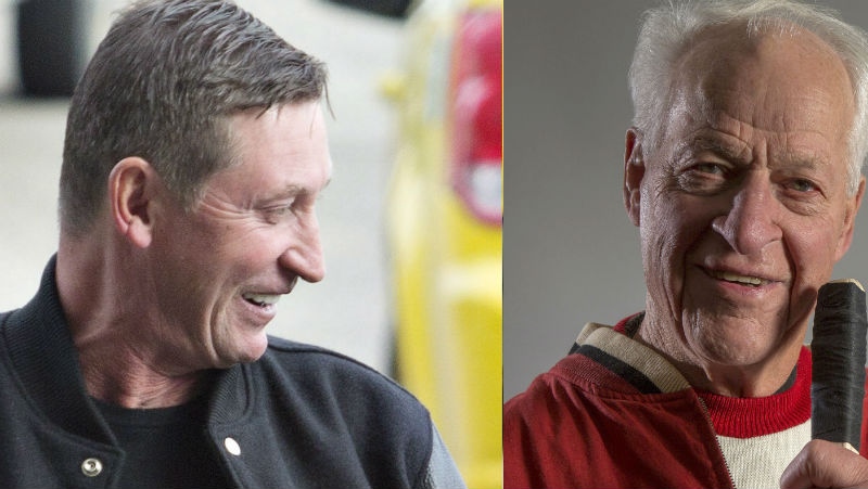 Wayne Gretzky (left) and Gordie Howe are seen in t