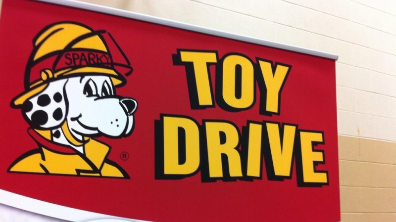 A sign for Sparky's Toy Drive is shown in Windsor, Ont., on Friday, Nov.14, 2014. (Adam Ward / CTV Windsor)