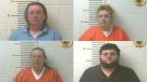 From left to right, Denise Kroutil, Elizabeth Hupp, Rose Brewer and Nathan Wynn Firoved are seen in their mugshots released by Lincoln County Sheriff's Office in Lincoln County, Missouri. (Lincoln County Sheriff's Office)