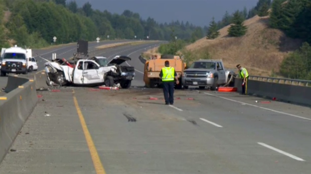 Two injured as lost ladder leads to multi-vehicle crash near Qualicum ...