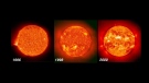 This image from NASA shows an increasing level of solar activity between 1996 and 2000.