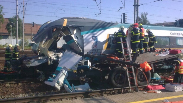 High speed train, truck crash in Czech Republic; 2 dead