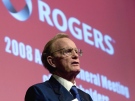 Rogers Communications Inc. President and CEO Ted Rogers speaks to shareholders at the company's annual general meeting in Toronto, Tuesday, April 29, 2008. (Adrian Wyld / THE CANADIAN PRESS)  