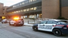 Police cruisers are seen outside the Doon campus of Conestoga College following a lockdown on Thursday, Nov. 5, 2015. (Terry Kelly / CTV Kitchener)