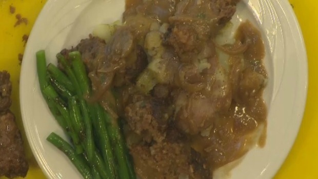 Traditional Style Meatloaf With Twice Fried Mini Smashers With Caramelized Sage Onion Gravy ...