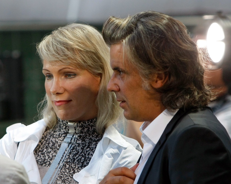 Olympique de Marseille owner Margarita Louis-Dreyfus, left, and Olympique Marseille President Vincent Labrune are seen, before the League One soccer match, against Marseille, at the Velodrome Stadium, in Marseille, southern France, Sunday, Sept. 1, 2013. (AP Photo/Claude Paris)