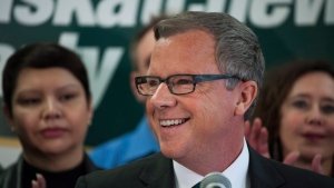 Brad Wall speaks to supporters during the Saskatchewan Party's election campaign kick-off in Saskatoon on Tuesday, March 8, 2016. THE CANADIAN PRESS/Michael Bell