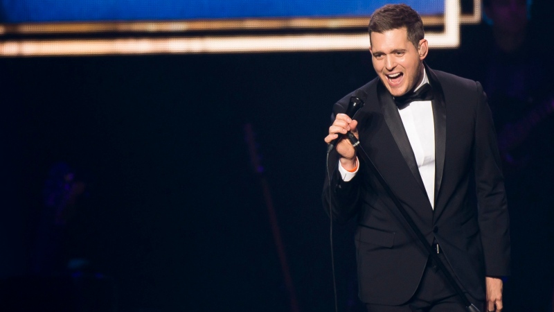 Michael Buble performs in concert at Madison Square Garden in New York on Tuesday, July 8, 2014. (Invision / Charles Sykes)