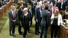 Prime Minister Justin Trudeau engaged in a heated exchange with NDP Leader Thomas Mulcair after Trudeau crossed the floor and extended his arm to guide a whip through a crowd of MPs. 