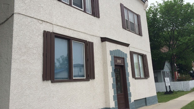 The landlord of this building at 101 Hespeler Avenue in Winnipeg said a pregnant woman could not apply to rent an apartment because the building's walls are too thin. 