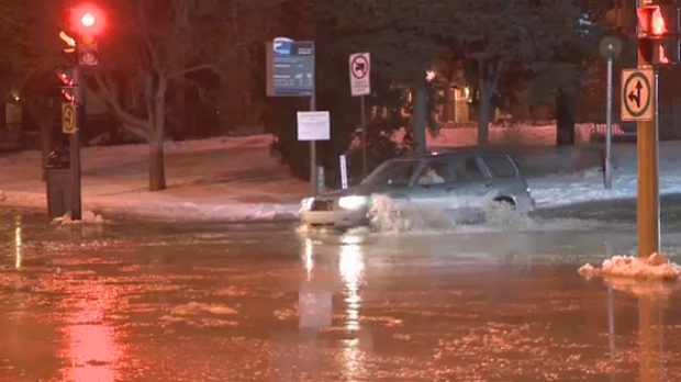 car, water main break